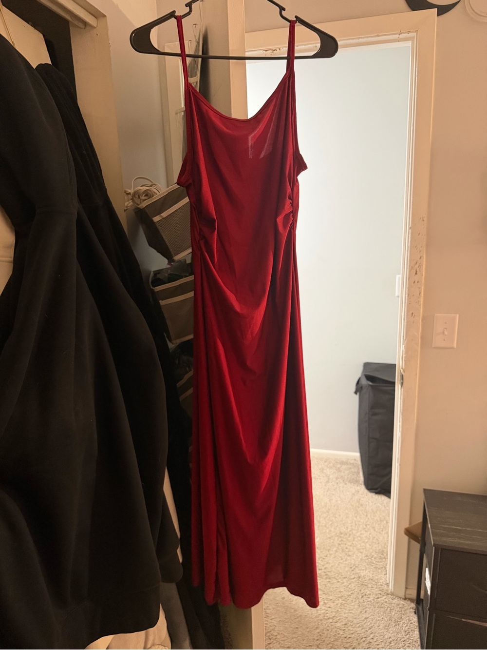 Fashion Nova Red Satin Maxi Slip Dress